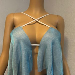 Conjunto crop top con falda celeste brillos: imagen 7
