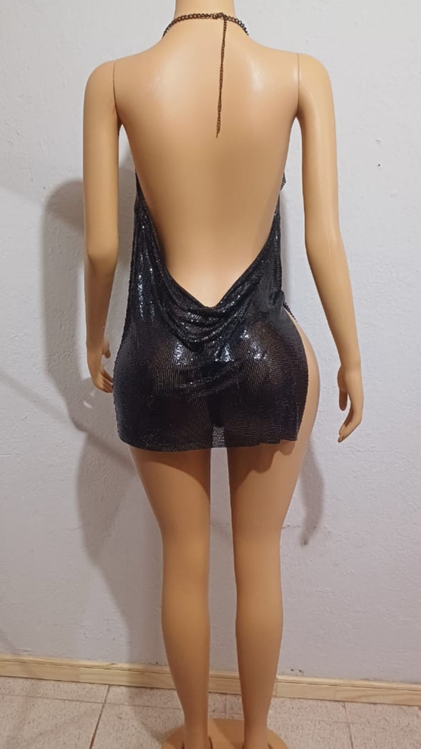 Vestido metálico transparente: imagen 2