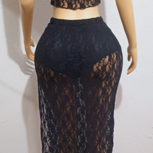Falda de encaje negro con crop: imagen 3